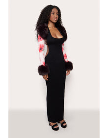 Printed Faux Fur Bolero | Water Floral