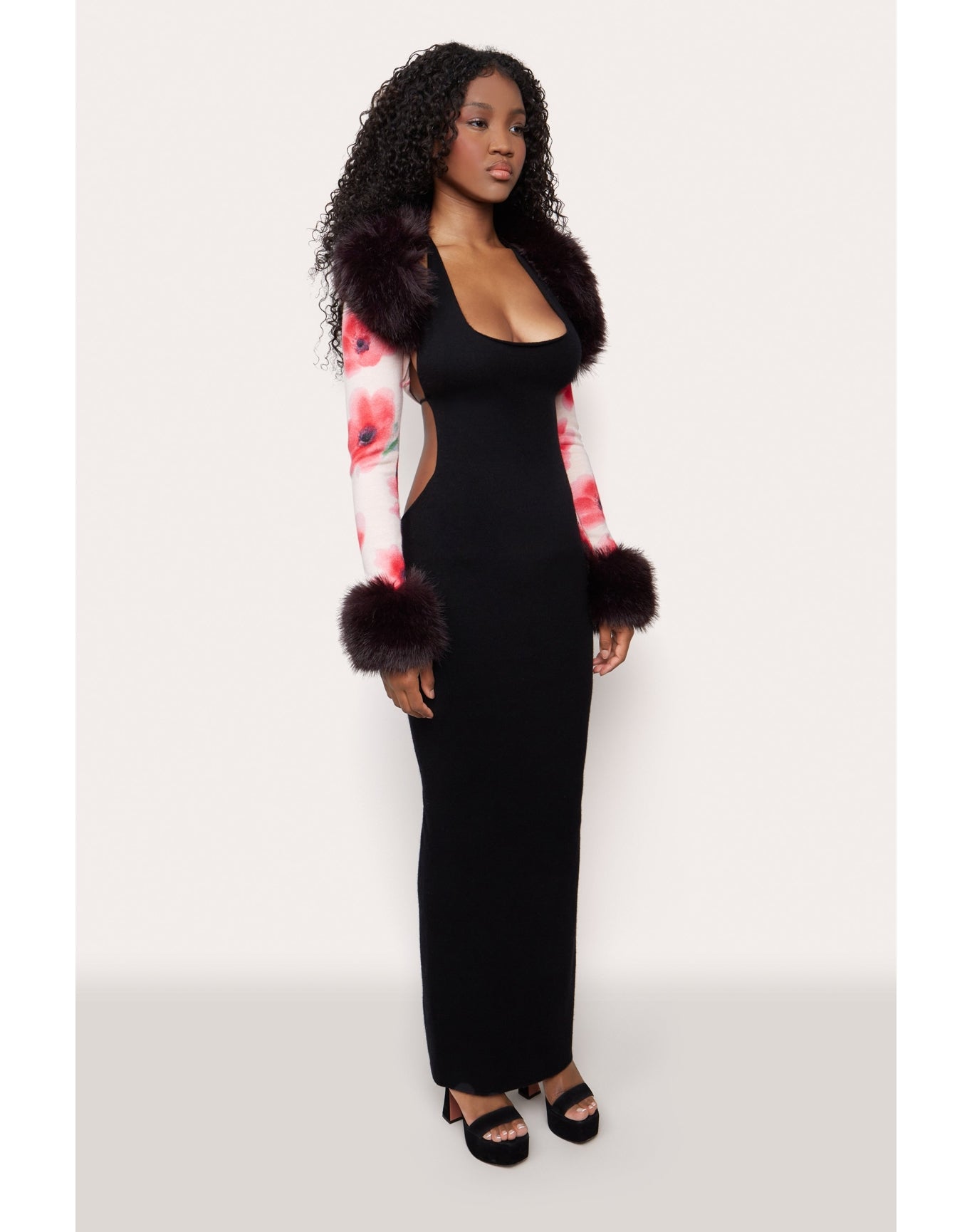 Printed Faux Fur Bolero | Water Floral
