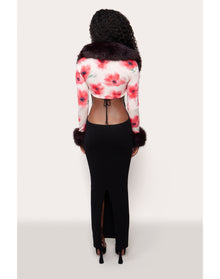 Printed Faux Fur Bolero | Water Floral