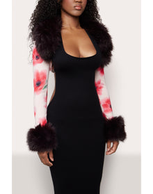 Printed Faux Fur Bolero | Water Floral