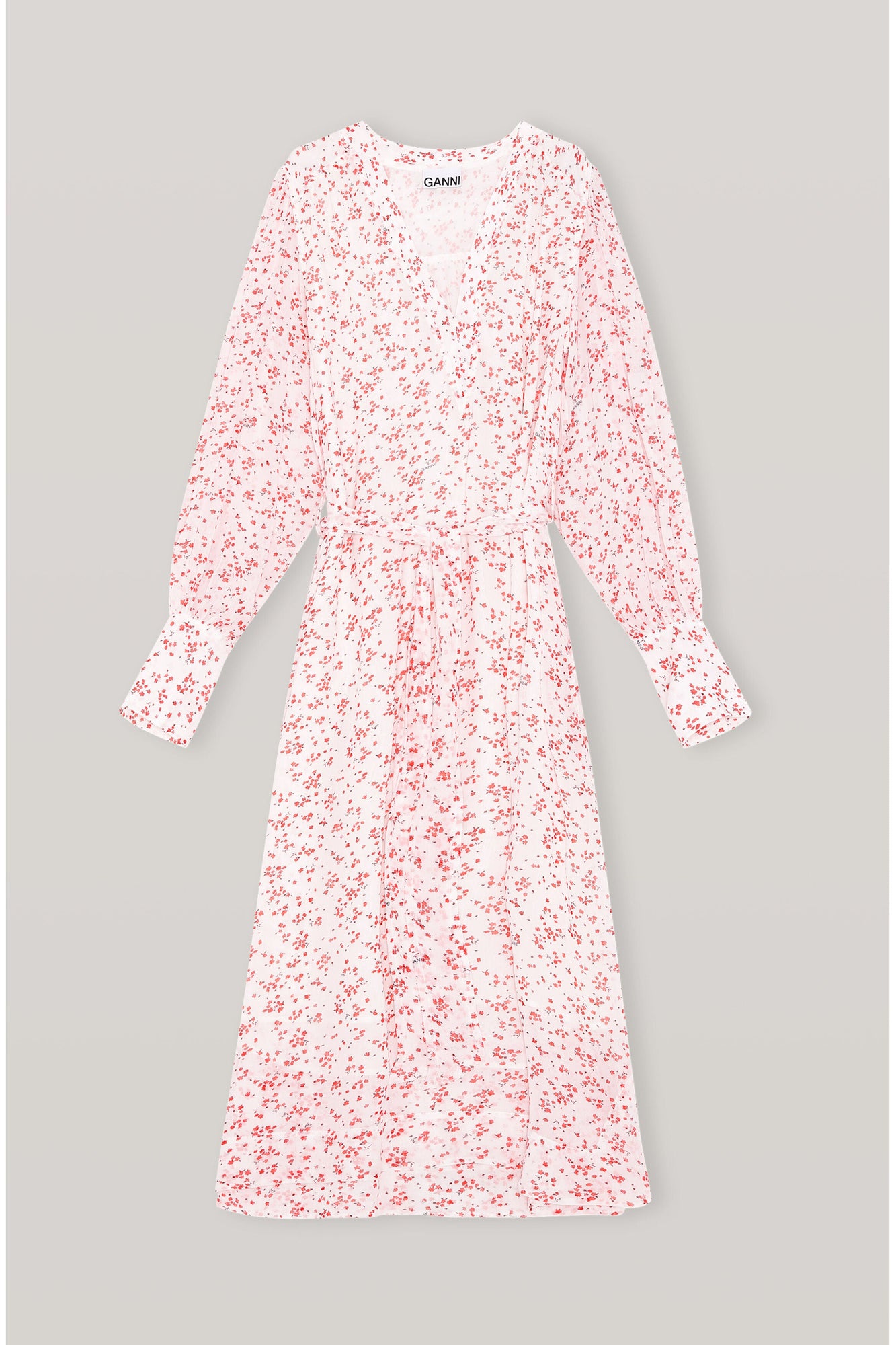 Printed Georgette Midi Dress | Egret