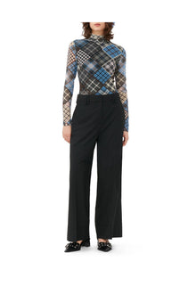 Printed Mesh Long sleeve Rollneck Sweater | Silver Lake Blue