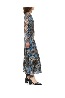 Printed Mesh Wrap Maxi Dress | Silver Lake Blue