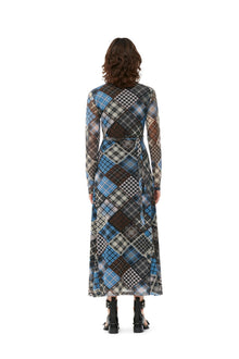 Printed Mesh Wrap Maxi Dress | Silver Lake Blue