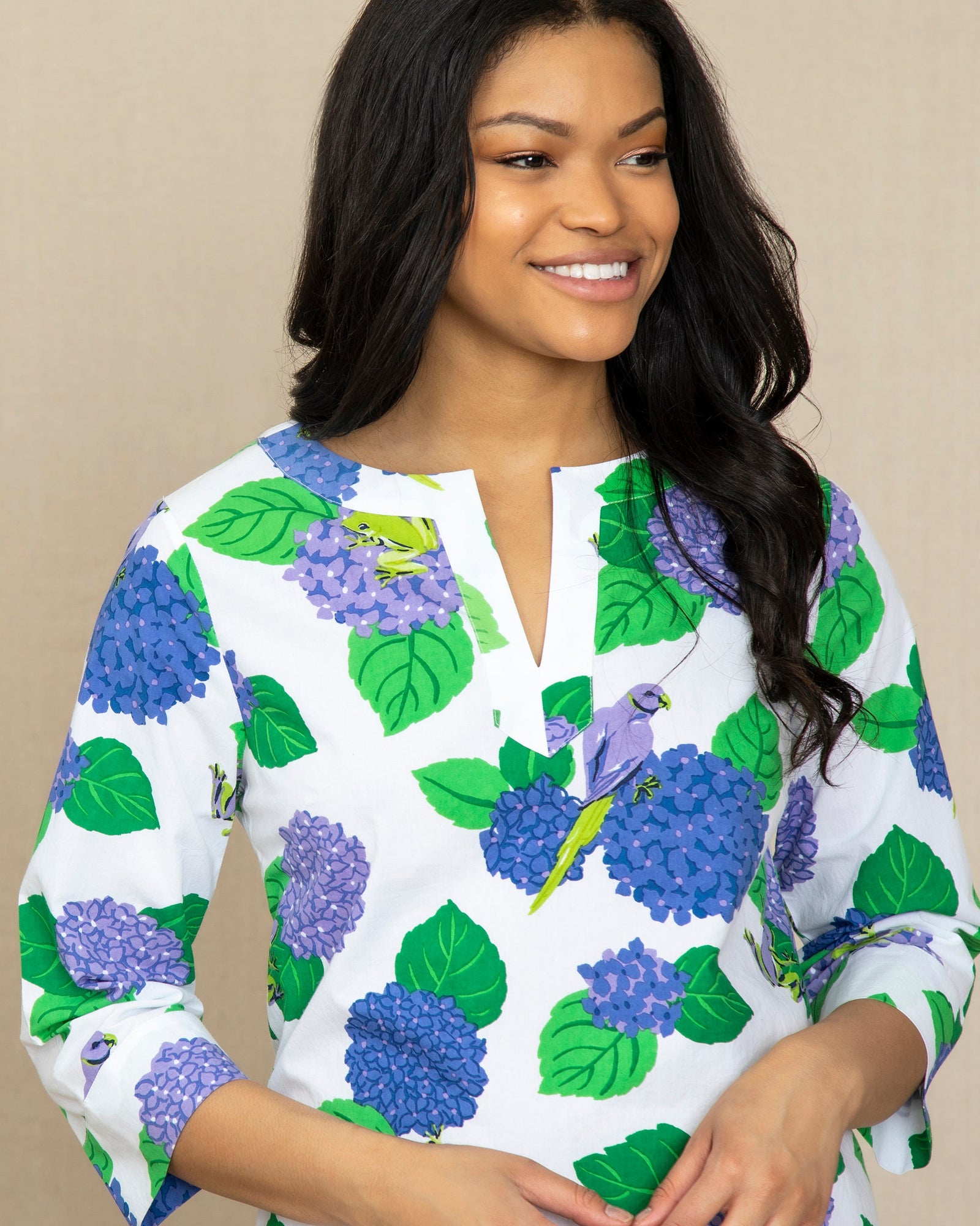 Hydrangea Hideaway - Slim - Fit Tunic | Cloud
