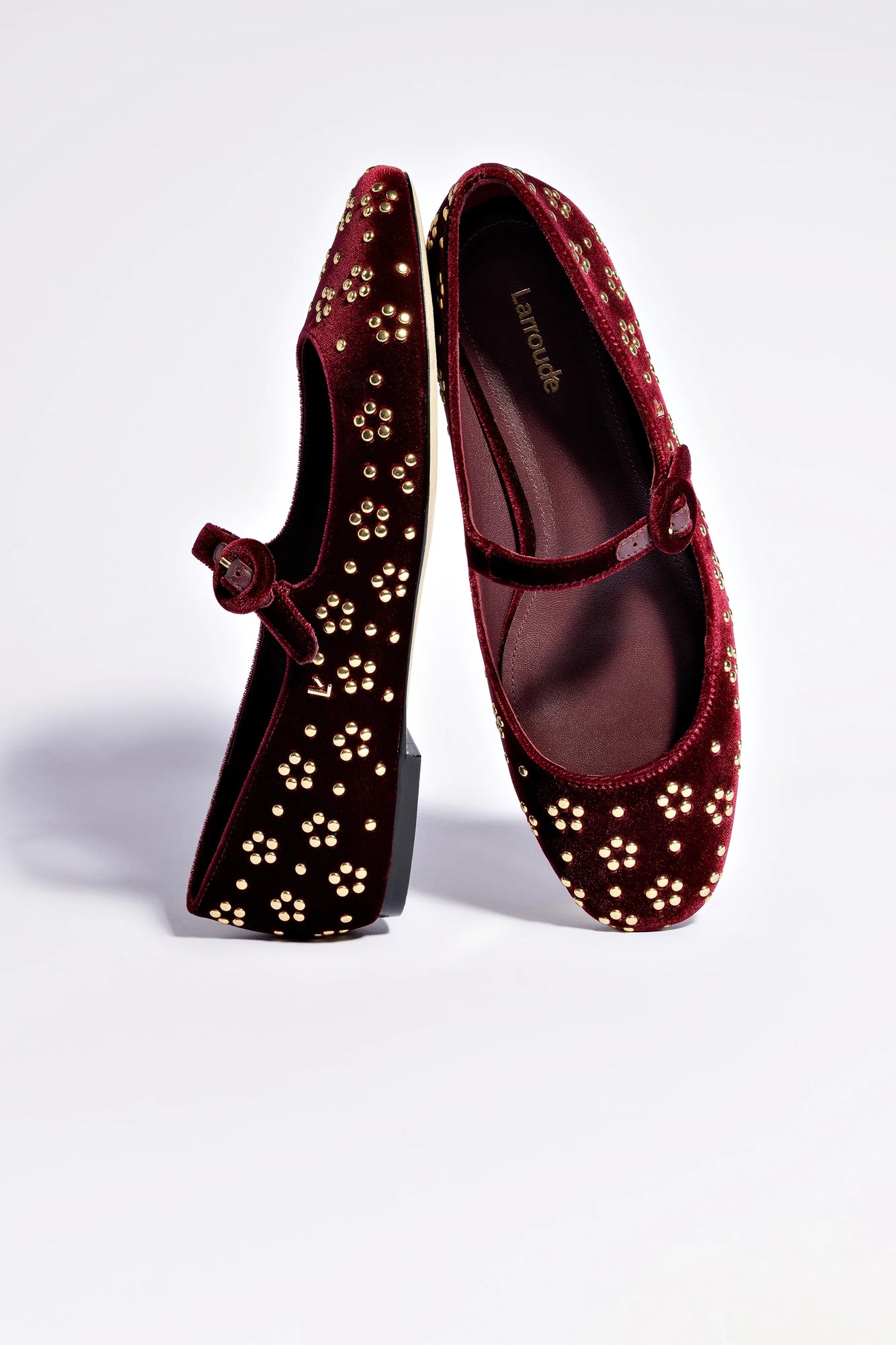 Blair Ballet Flat and Gold | Wine Velvet Studs
