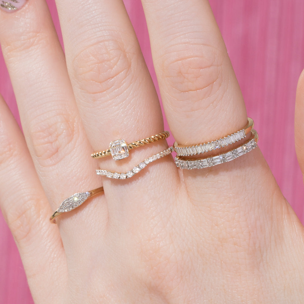 Teeny Diamond Line Signet Ring | 10K Solid Yellow Gold