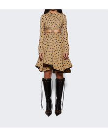 Proenza Schouler | Women | Printed Dot Cut-out Shirt Dress | Khaki