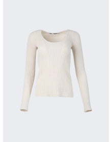 Proenza Schouler White Label | Women | Plaited Rib Scoop Neck Sweater | Bone x Pale Cashew
