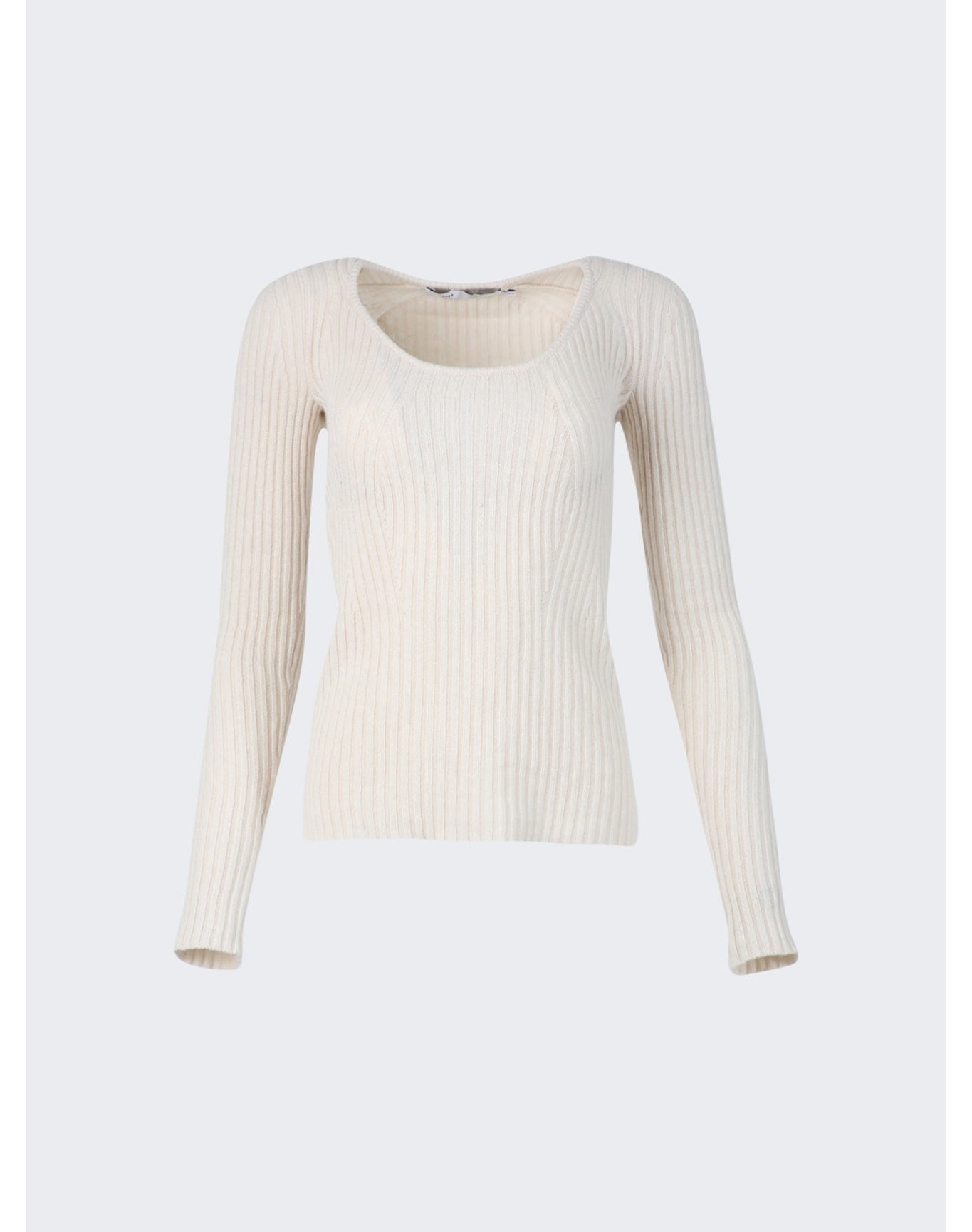 Proenza Schouler White Label | Women | Plaited Rib Scoop Neck Sweater | Bone x Pale Cashew
