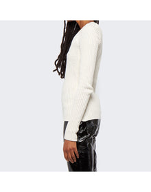 Proenza Schouler White Label | Women | Plaited Rib Scoop Neck Sweater | Bone x Pale Cashew