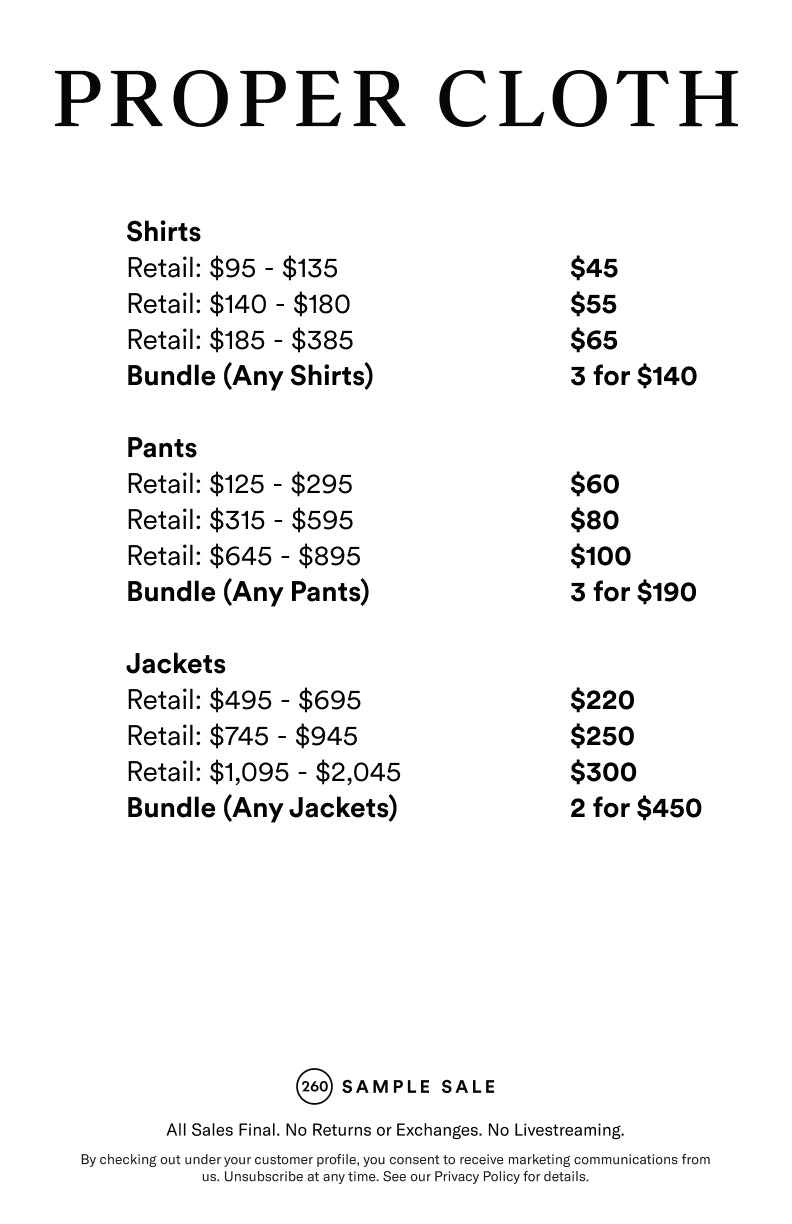 Price table
