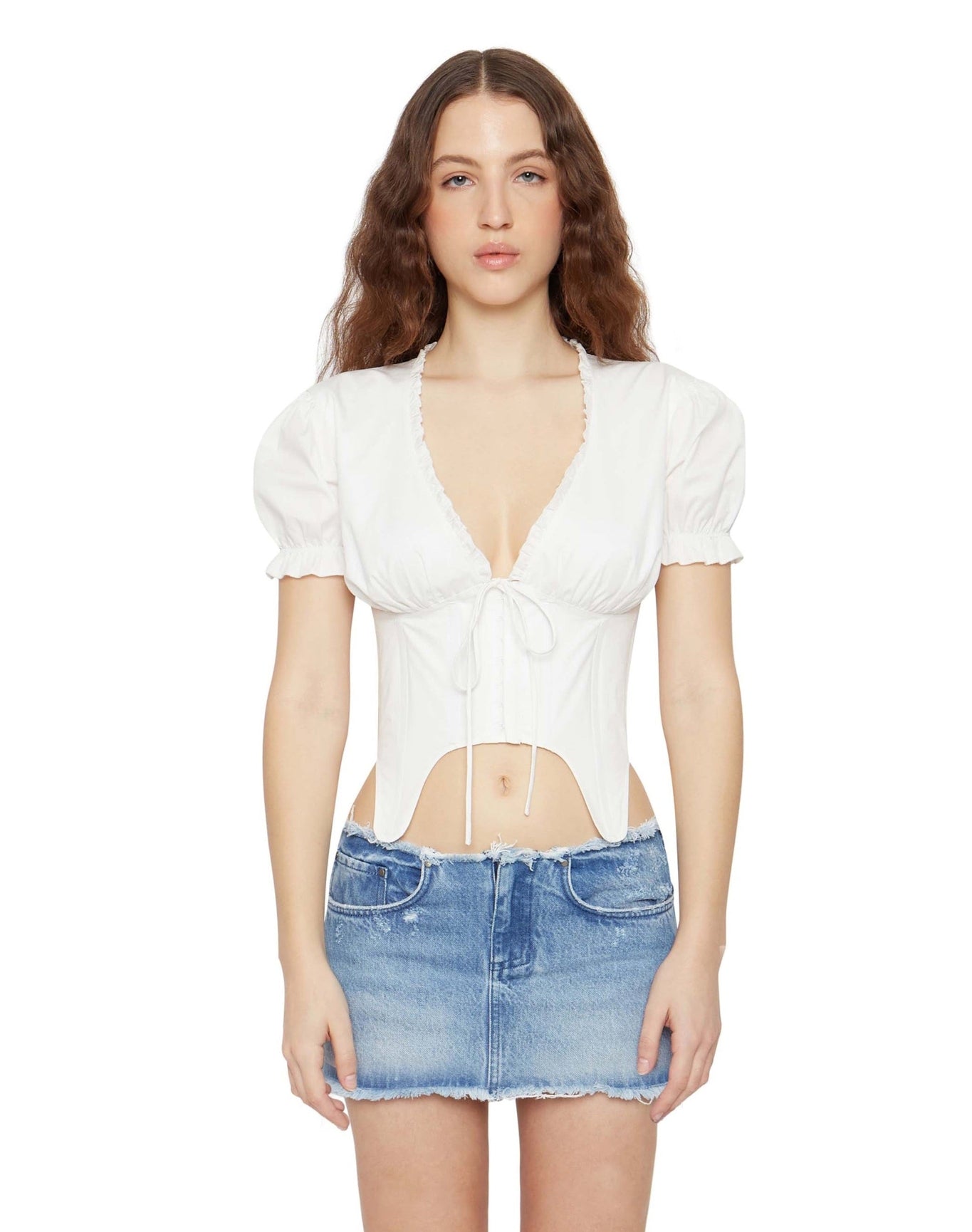 Puff Sleeve Corset | White