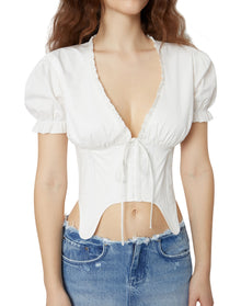 Puff Sleeve Corset | White