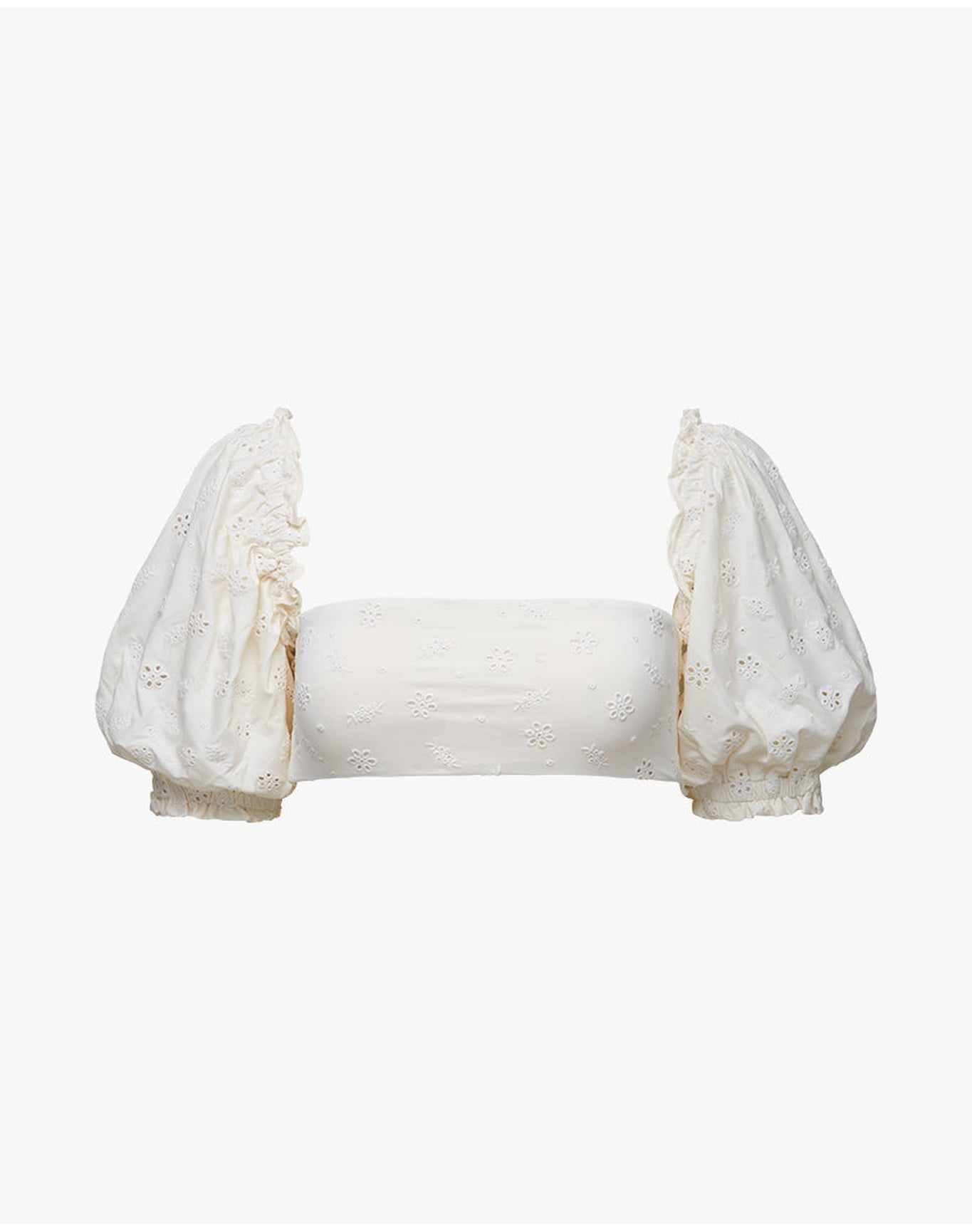 Puff Sleeve Eyelet Bikini Top | Off White