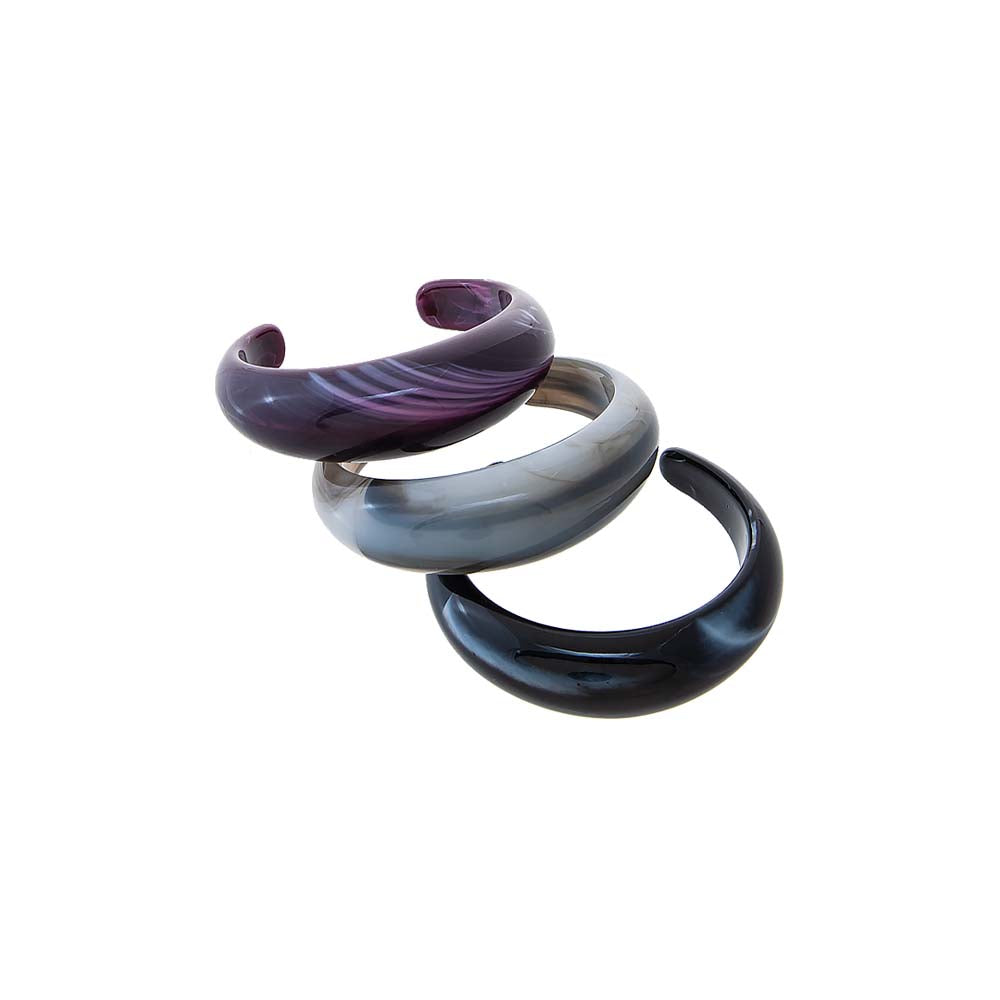 Multi-Color Smoky Amethyst Resin Bangle Stack - Adina's Jewels