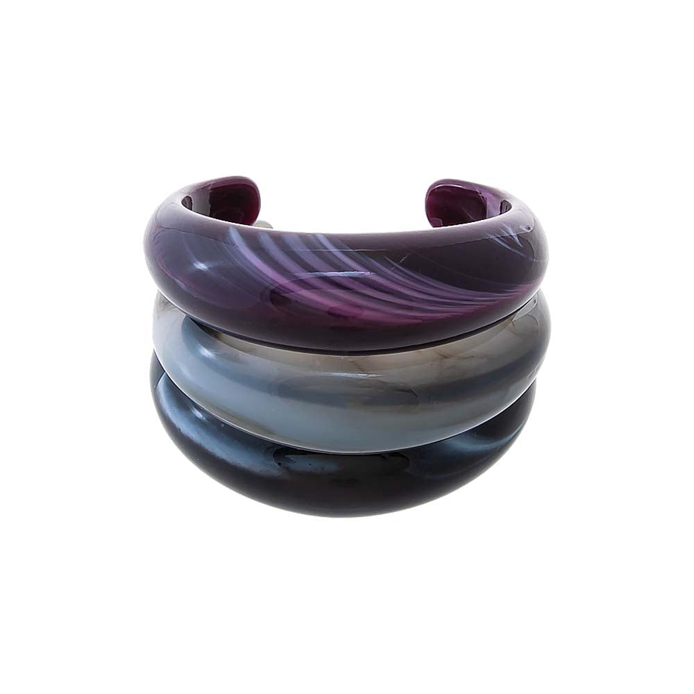 Smoky Amethyst Resin Bangle Stack - Adina's Jewels