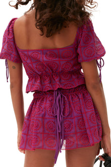 Purple Broderie Anglaise Mini Skirt | Sparkling Grape