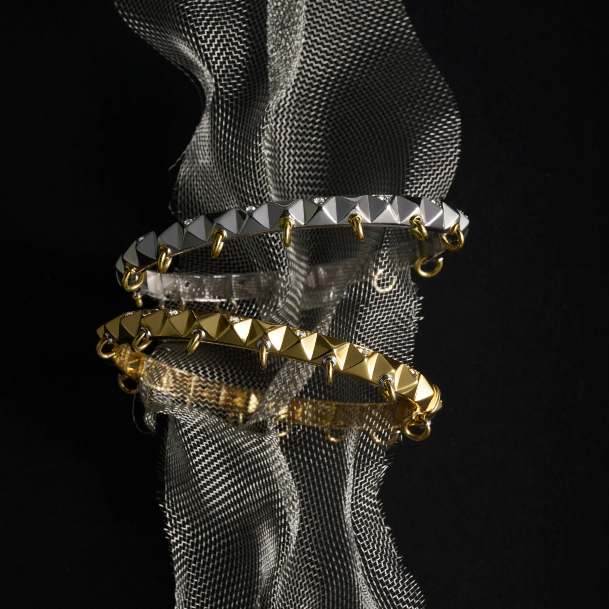 Awe Inspired Bracelets Sapphire Armor Hinge Cuff