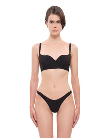 Pyxis Ribbed High Rise Bikini Bottom | Black