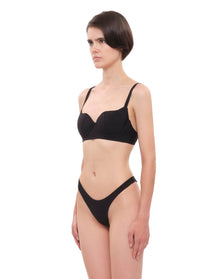 Pyxis Ribbed High Rise Bikini Bottom | Black