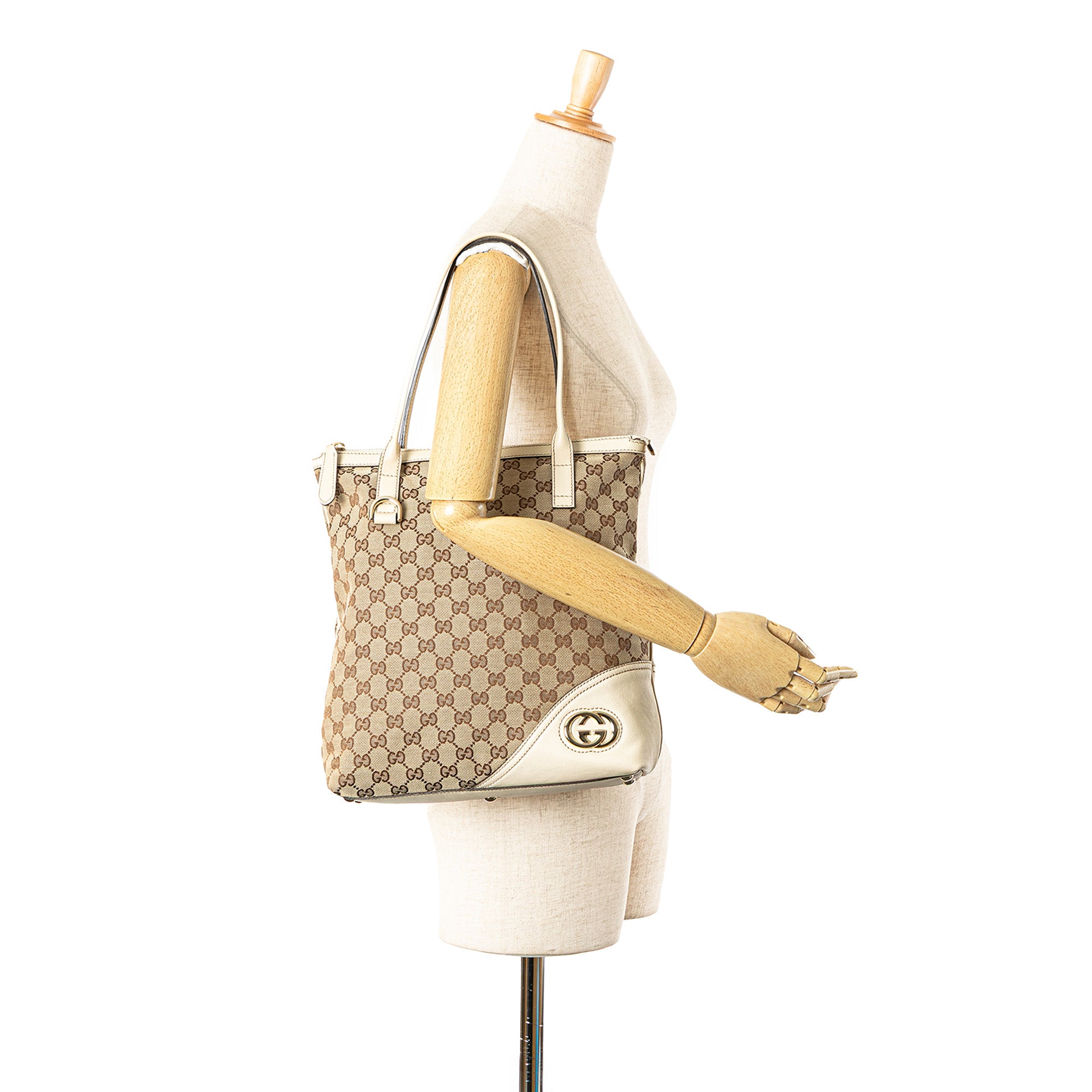 Gucci | Pre-Owned GG Canvas Britt Tote | Beige