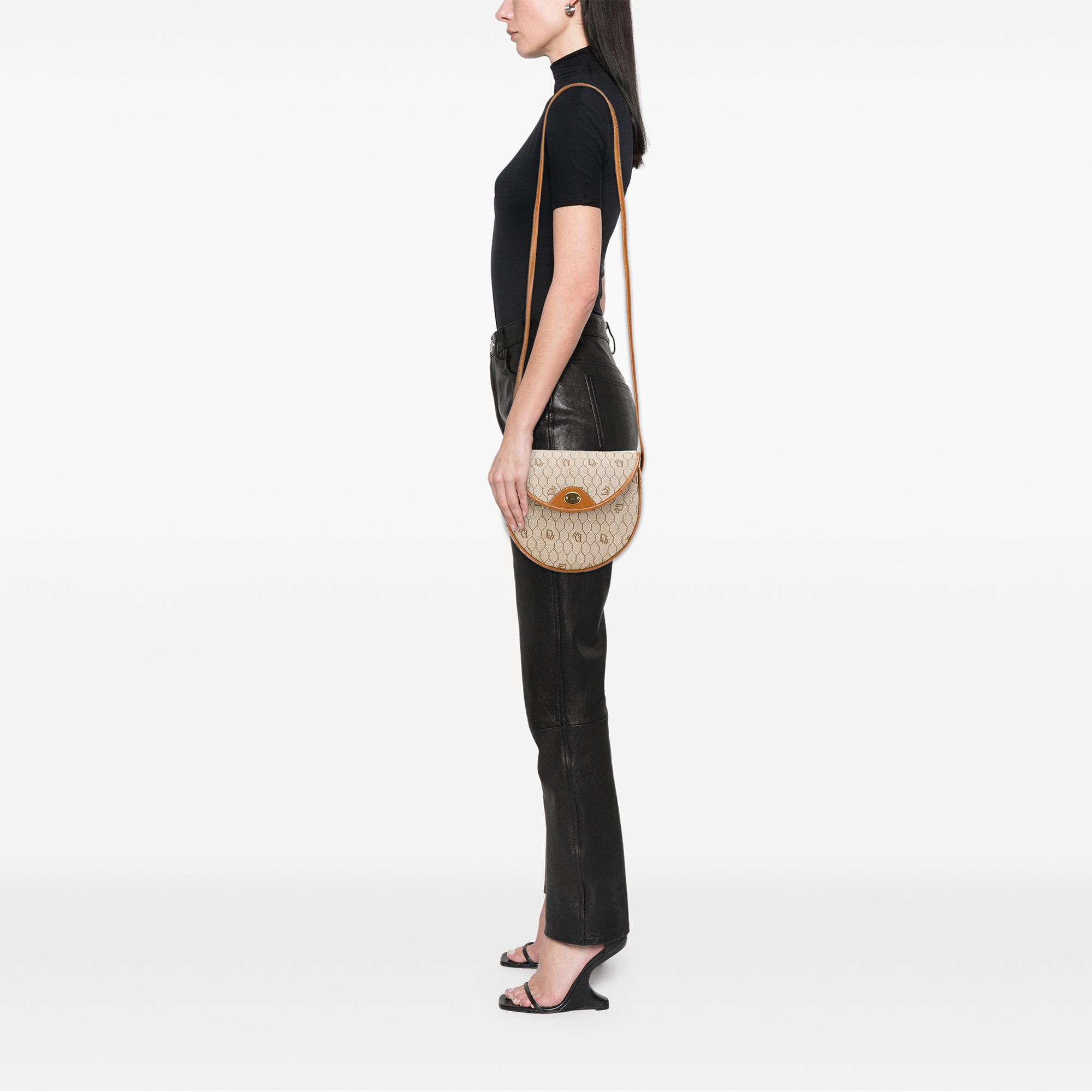 Luxclusif | Dior | Pre-Owned Honeycomb Coated Canvas Crossbody | Beige