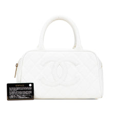 Chanel | Pre-Owned CC Quilted Caviar Bowling Bag | White