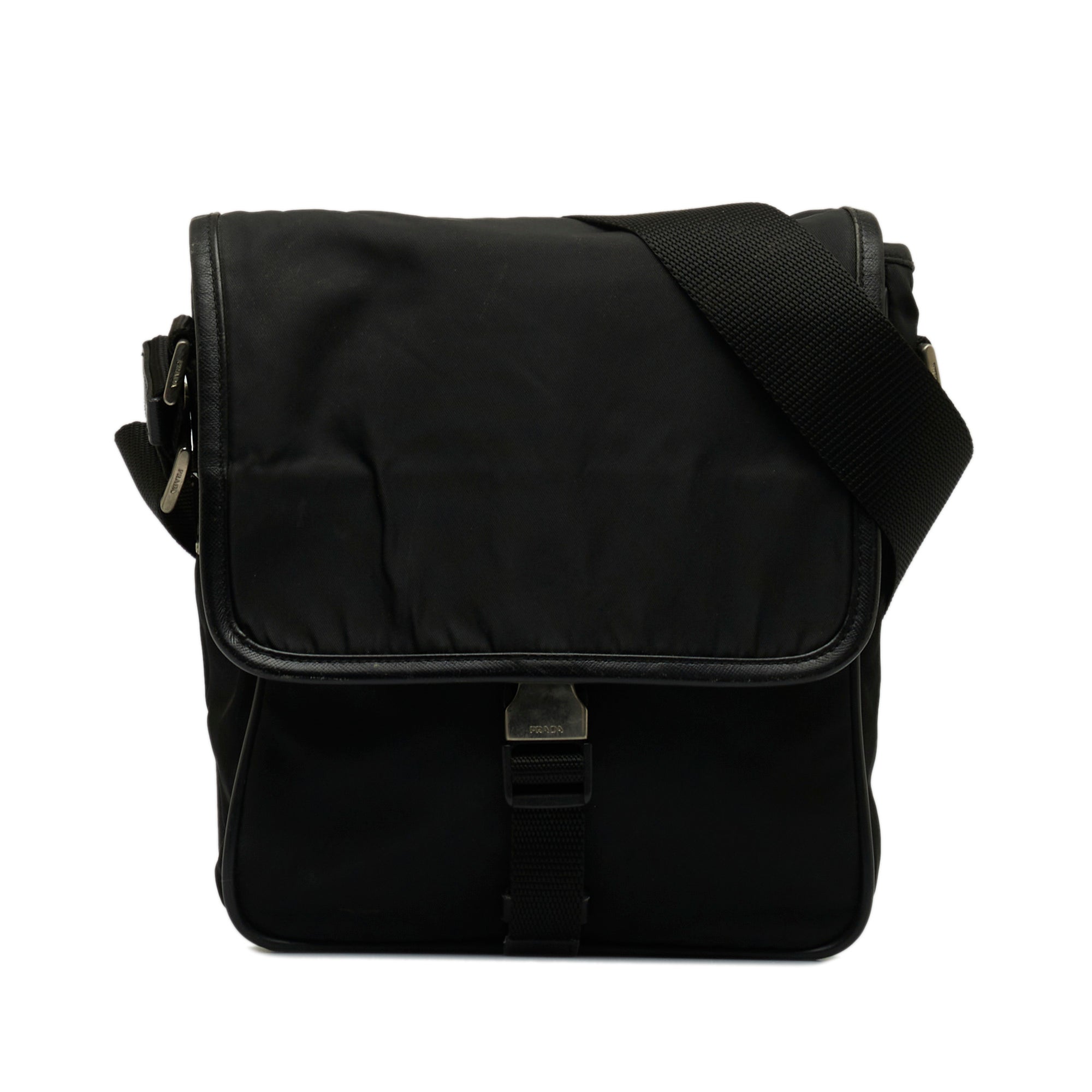 Prada | Pre-Owned Tessuto Buckle Messenger Bag | Black