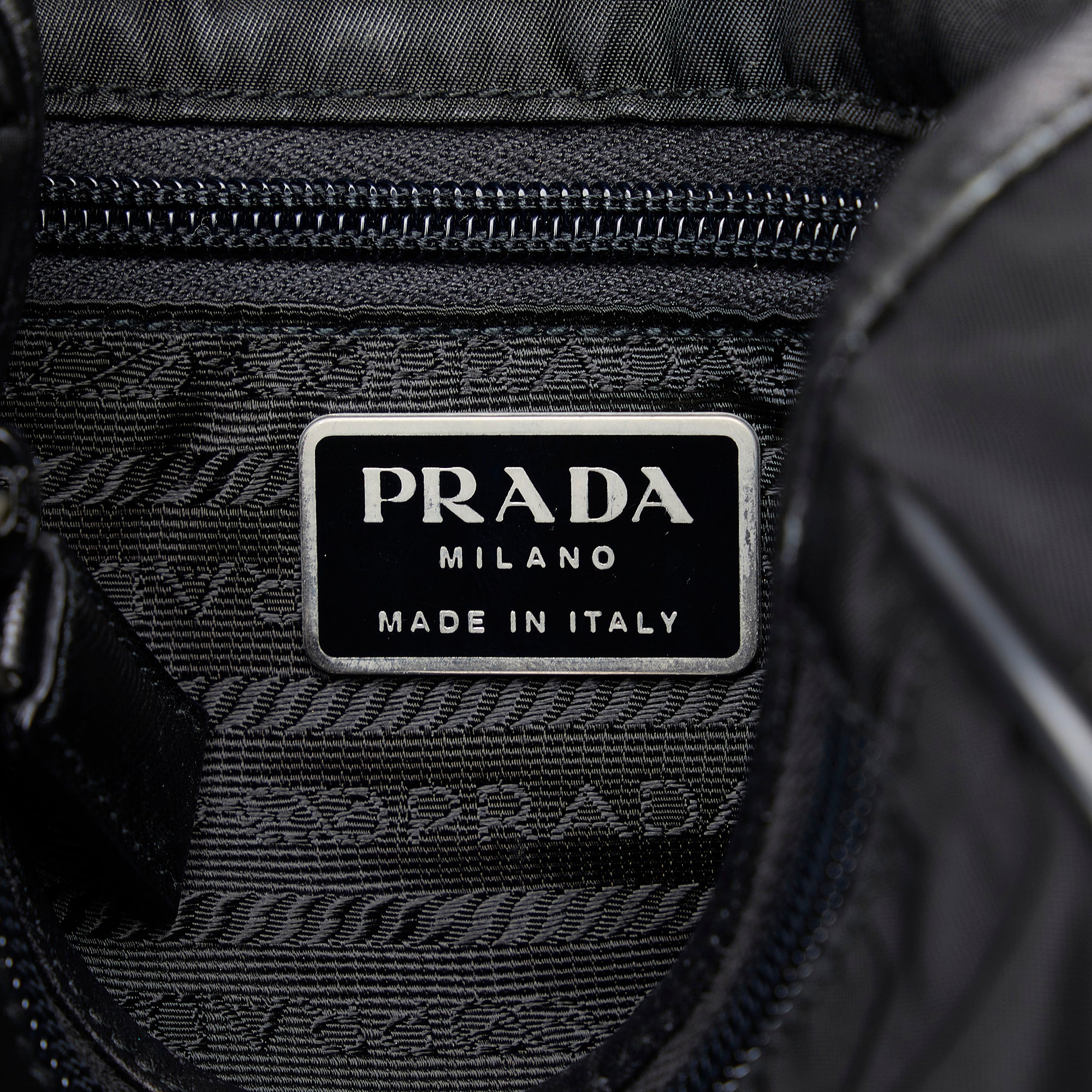 Prada | Pre-Owned Tessuto Buckle Messenger Bag | Black