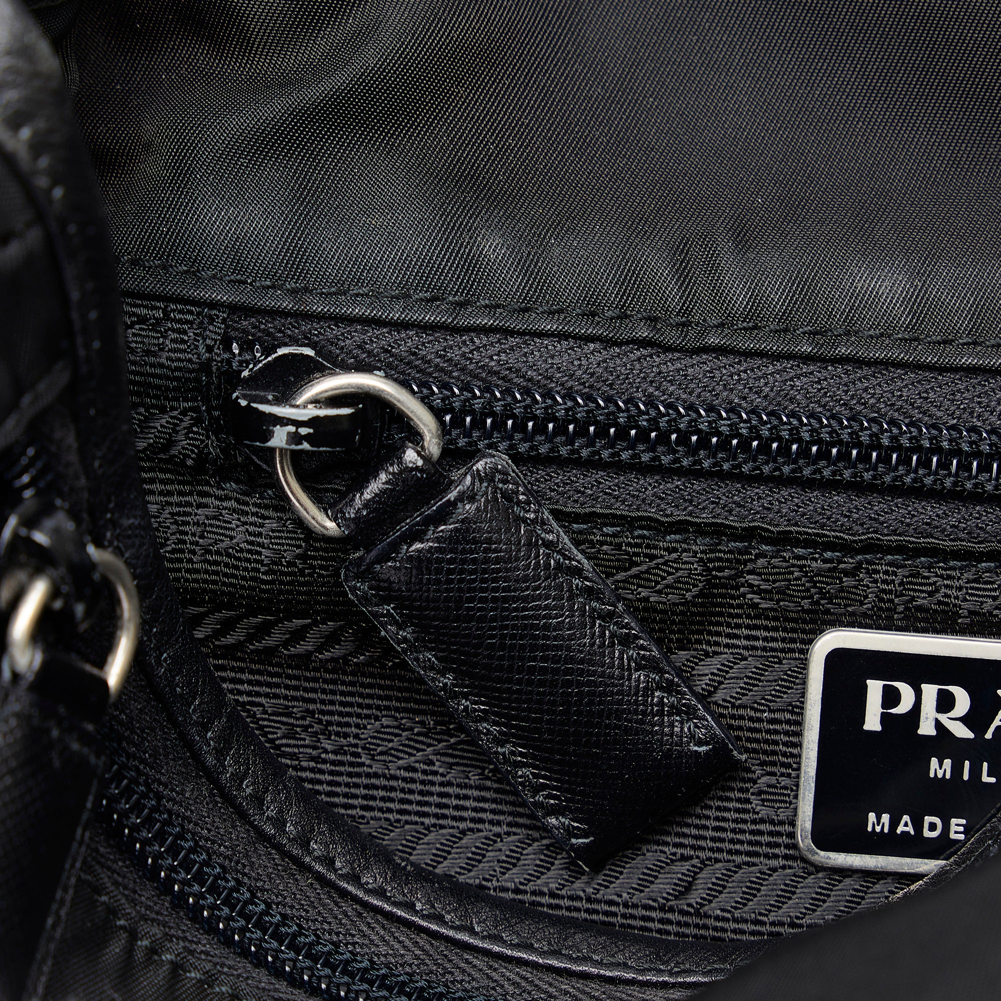 Prada | Pre-Owned Tessuto Buckle Messenger Bag | Black