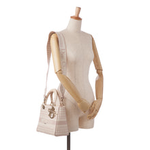 Dior | Pre-Owned Medium Embroidered Canvas Houndstooth Lady D Lite | Pink/Light Pink