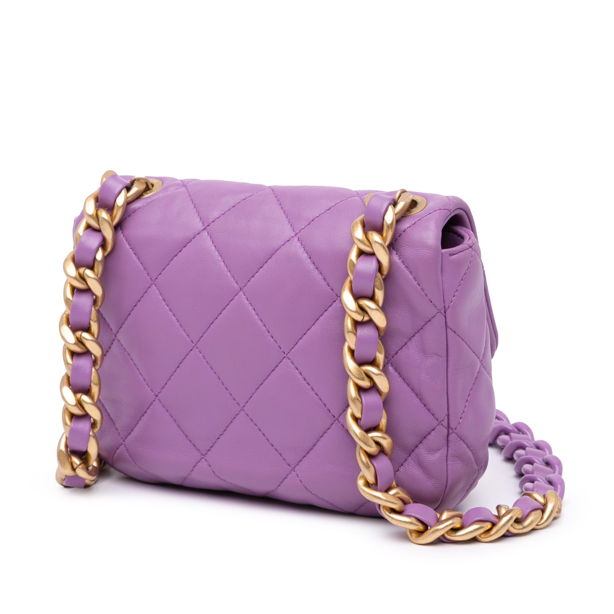 Chanel | Pre-Owned Mini Quilted Lambskin Candy Chain Flap - II | Purple