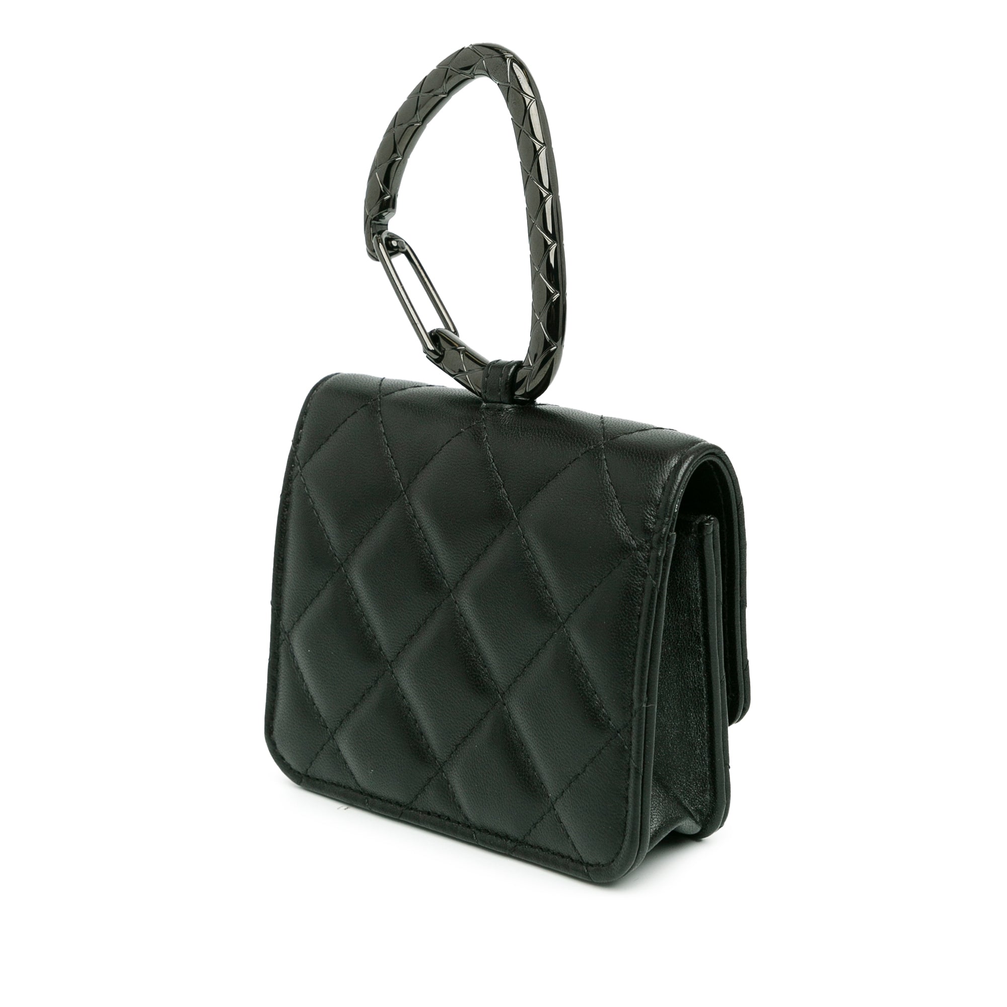 Chanel | Pre-Owned Quilted Lambskin So Black CC Hook Card Holder | Black