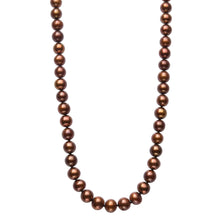 Womens | 8-9mm Round Chocolate Freshwater Pearl | Strand Necklace | Sterling Silver