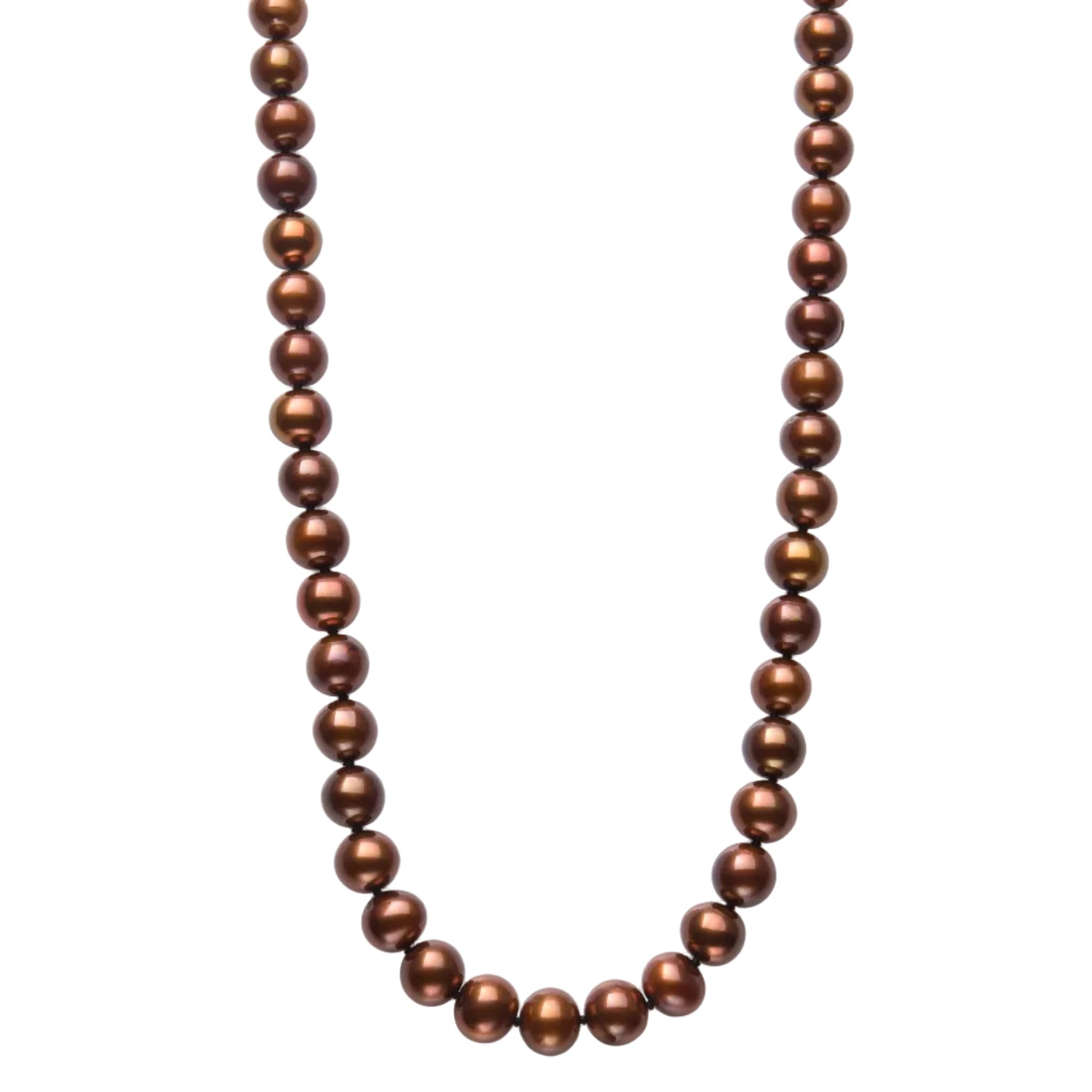 Womens | 8-9mm Round Chocolate Freshwater Pearl | Strand Necklace | Sterling Silver