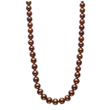 Womens | 7-8mm Round Chocolate Freshwater Pearl | AAA Quality Strand Necklace | Sterling Silver