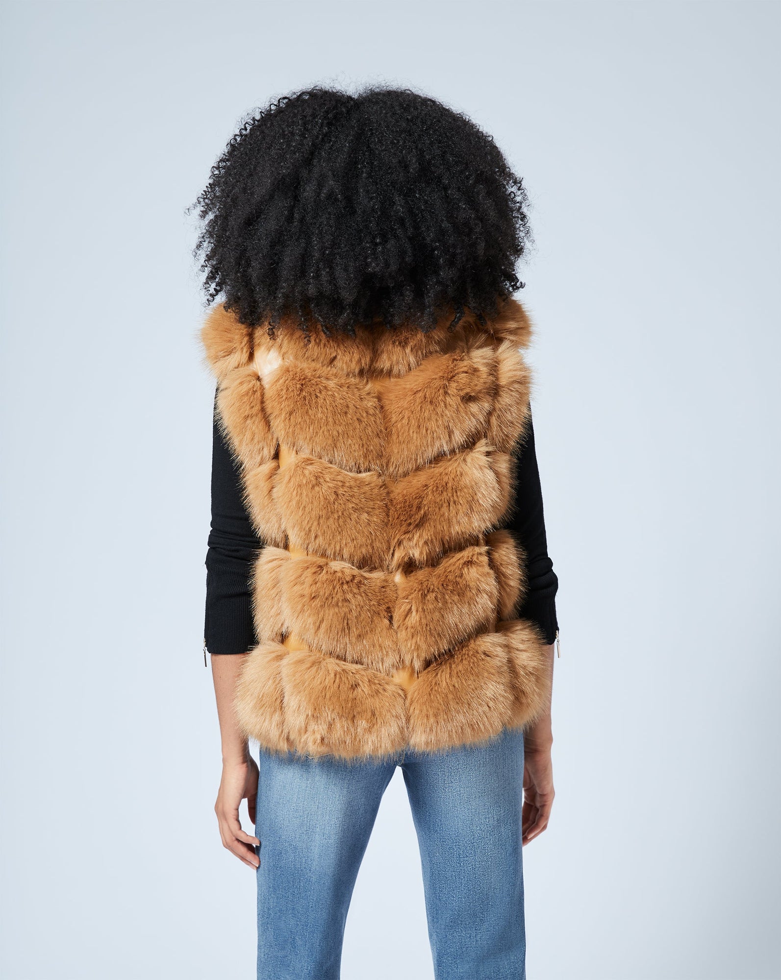Faux Fur & Faux Leather Vest | Toffee Fur