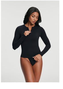 Quarter Zip Long Sleeve Top | Black