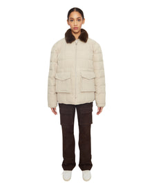 Quilted Mid Puffer Jacket | Light Khaki