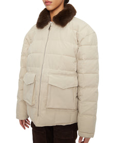 Quilted Mid Puffer Jacket | Light Khaki