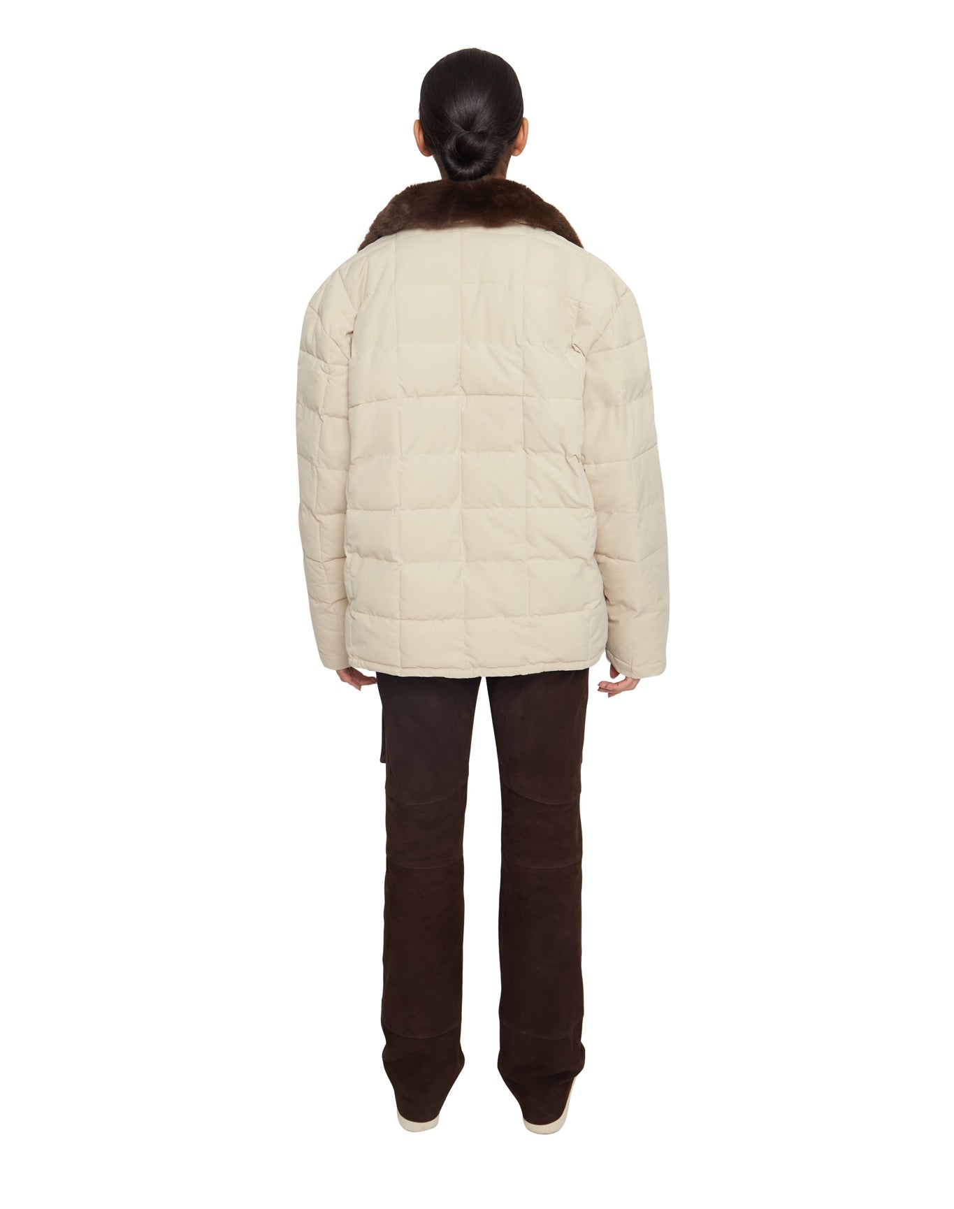 Quilted Mid Puffer Jacket | Light Khaki