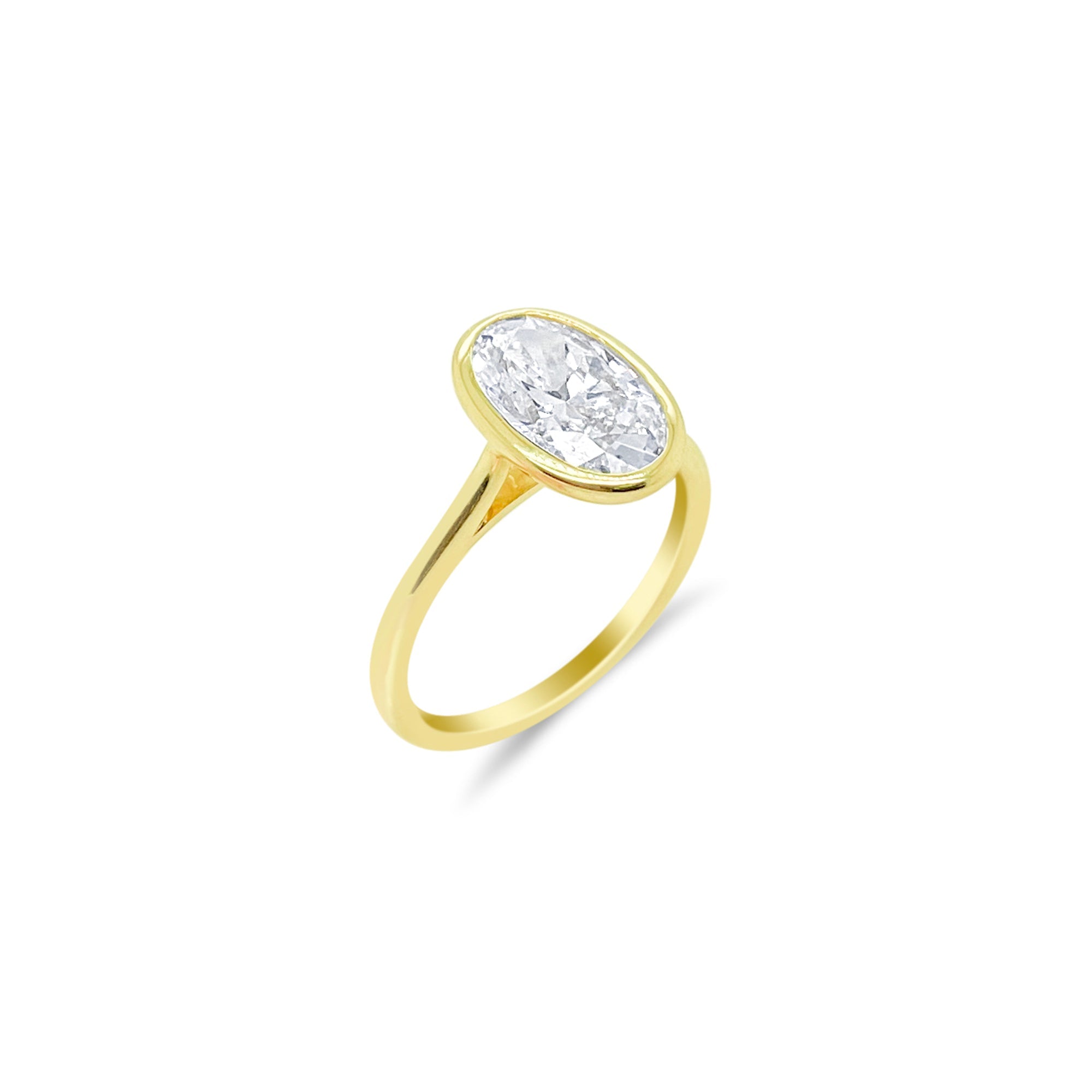 14Kt Yellow Gold Oval Moissanite Bezel Set Ring | Yellow Gold