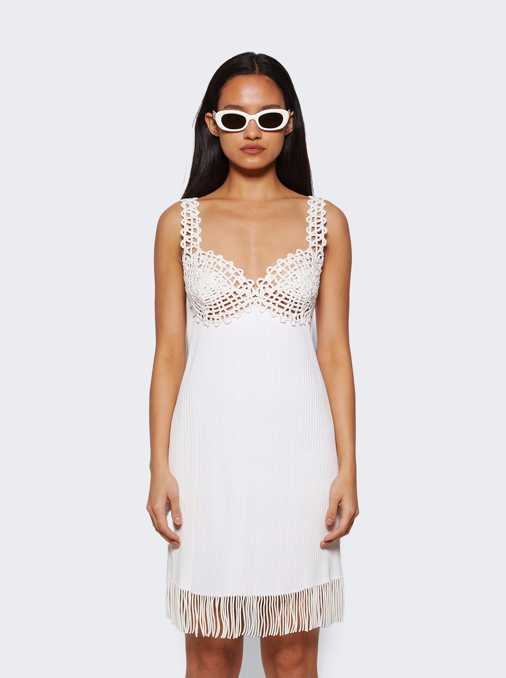 Women | Proenza Schouler | Rib Knit Lace Dress | Optic White