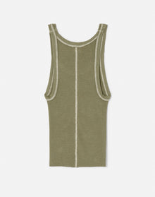 Hanes Cropped Ribbed Tank | Bayleaf with Ivory Stitches