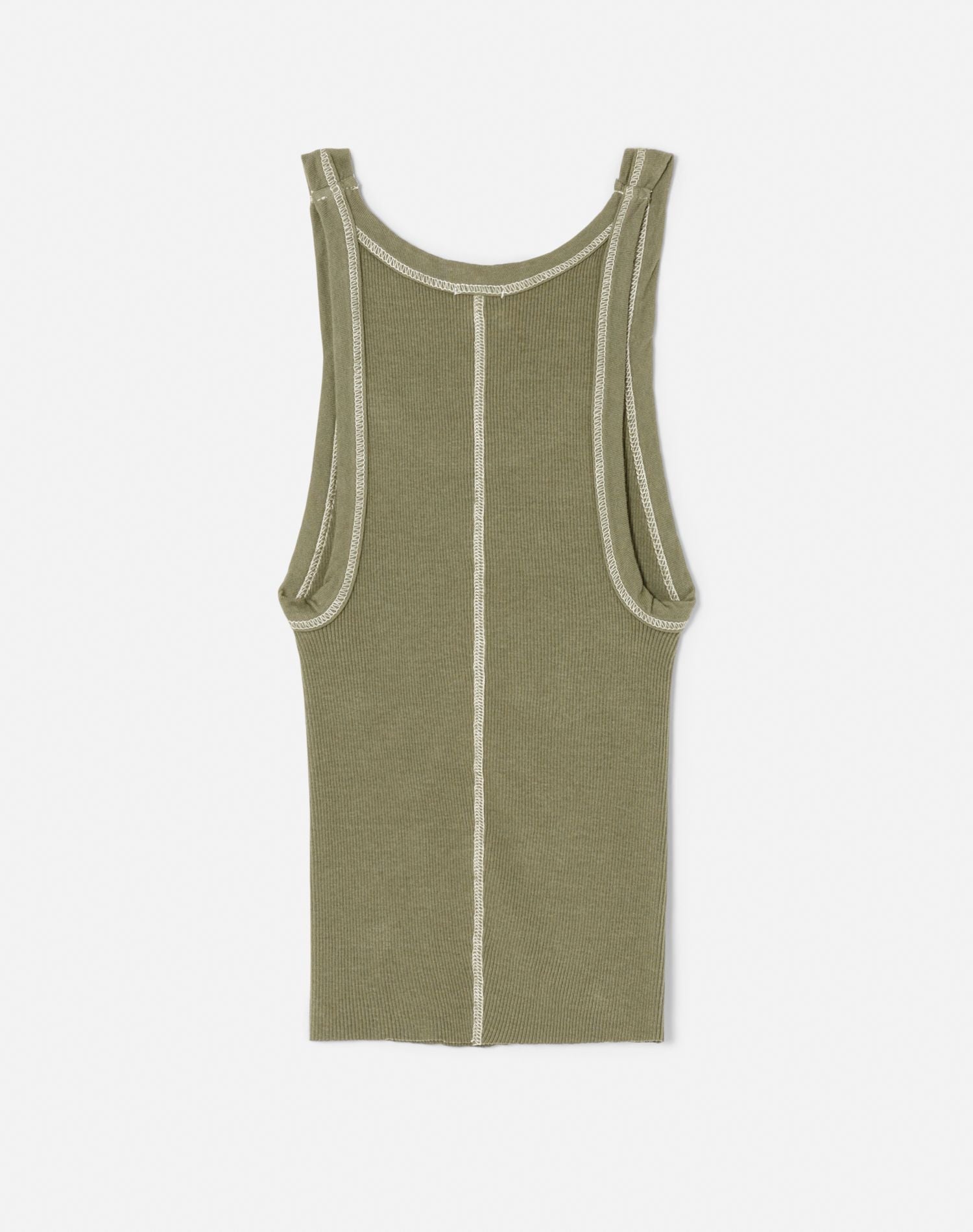 Hanes Cropped Ribbed Tank | Bayleaf with Ivory Stitches