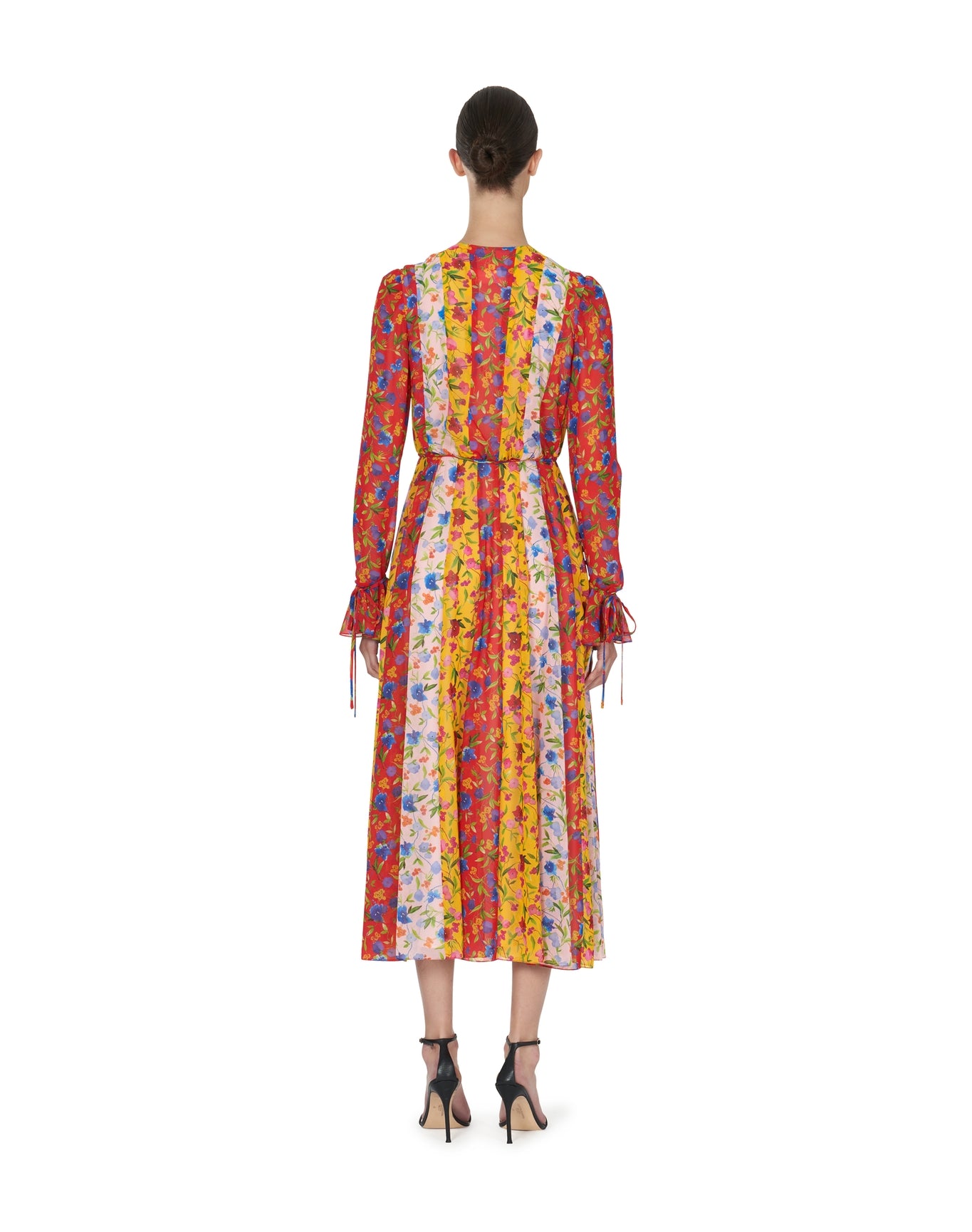 Long Sleeve V Neck Midi Dress | Multi