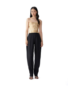 Embroidered Strapless Bustier Top | Gold