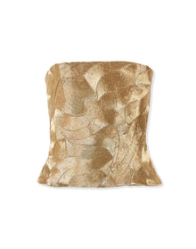Embroidered Strapless Bustier Top | Gold