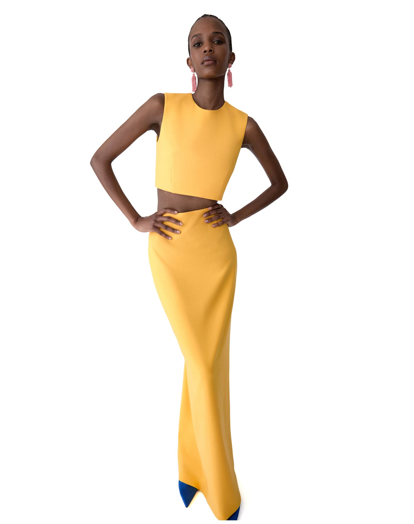 Sleeveless Crewneck Cropped Top | Daffodil